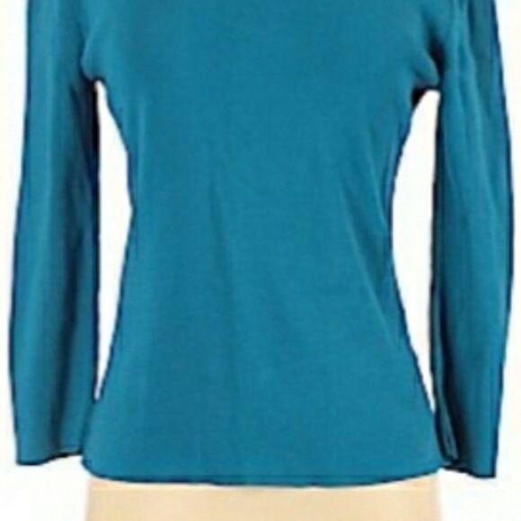 Ruby Rd. Sweater Fitted Stretch Beaded Jeweled Scoop Neck Turquoise Size S - Picture 5 of 11